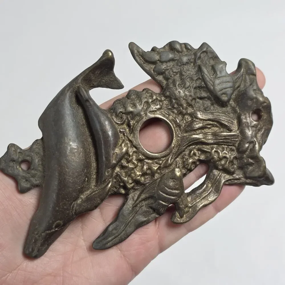 Vintage Brass marine Life Doorbell Plate Cover Natural Ocean Life Motif